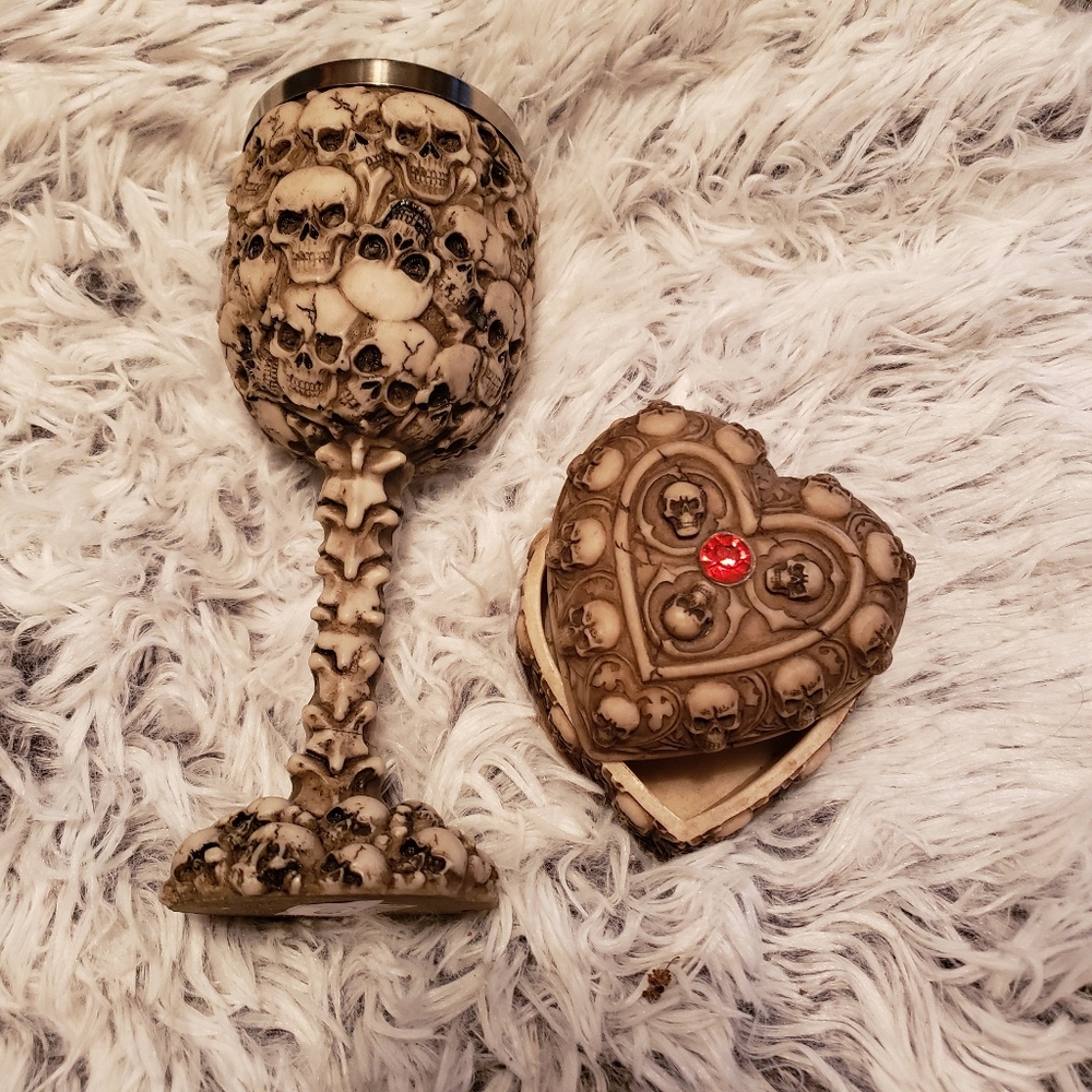 Skull Goblet and Heart Trinket Box
